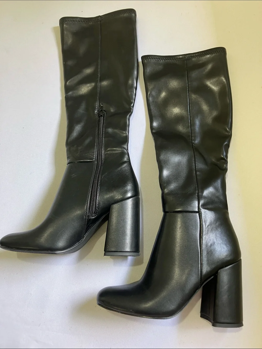 Classic Black Knee-High Block Heel Boot - Women's